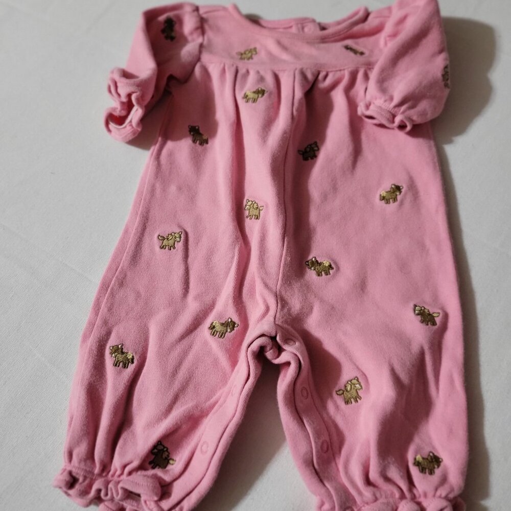 Gymboree Pony Ranch Used Romper 0-3 months Horses Pink